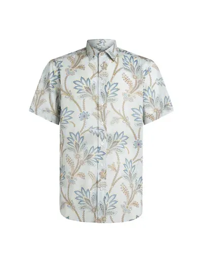 Etro Light Blue Printed Cotton Shirt