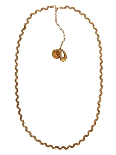 Etro Logo-charm Chain Necklace In Gold