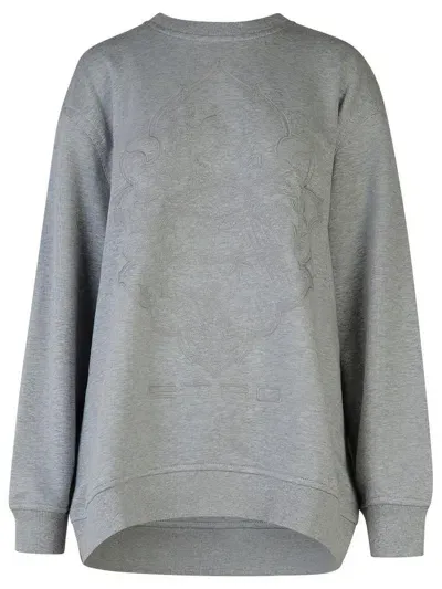 Etro Logo Embroidered Crewneck Sweatshirt In Grey