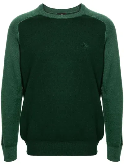 Etro Logo-embroidered Sweater In Green