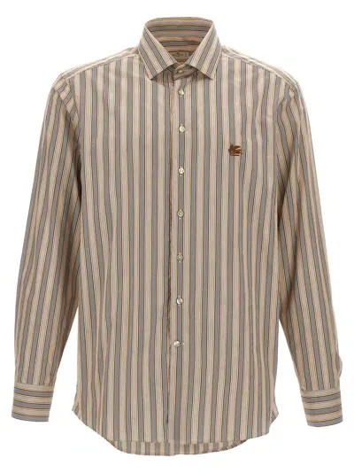 Etro Logo Embroidery Shirt In Neutral