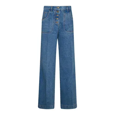 Etro Logo Patch Denim Jeans In Blue