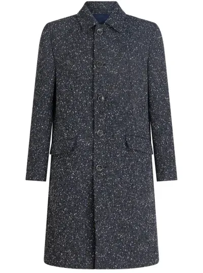 Etro Contrasting-trim Button-down Coat In Grey