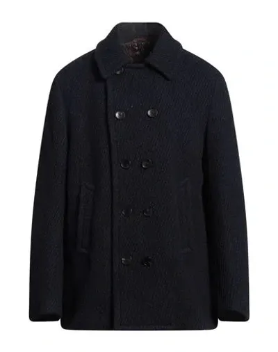 Etro Man Coat Midnight Blue Size L Wool, Polyamide, Acrylic, Polyester, Viscose