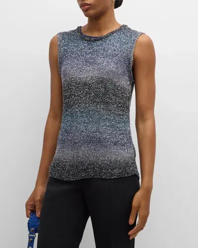 Etro Metallic Ombre Paillette Knit Tank Top In Gray