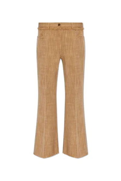 Etro Mid Rise Cropped Trousers In Beige