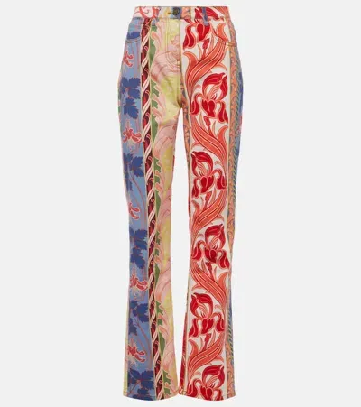 Etro Printed High-rise Straight-leg Jeans In Multicoloured