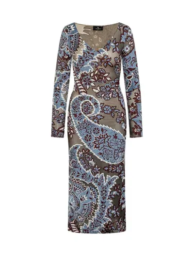 Etro Midi Dress In Multicolor