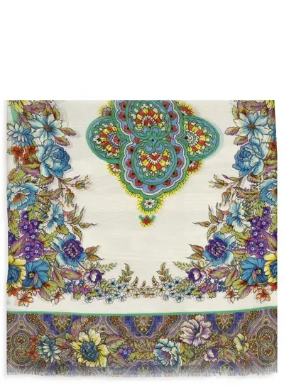 Etro Multicolor Scarf With 'bouquet Medaglioni' Print In Silk Woman