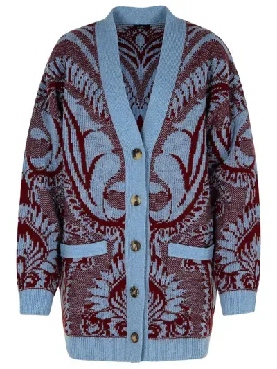 Etro Multicolor Wool Cardigan In Multicolour