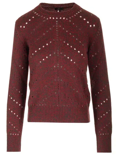 Etro Open Knit Wool Sweater In Red