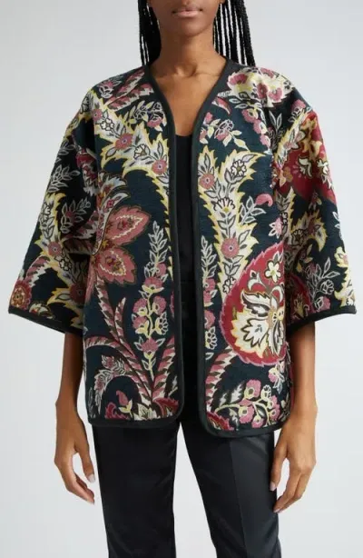 Etro Paisley Boxy Reversible Jacket In Green Multi