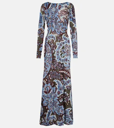 Etro Paisley Crêpe Jersey Maxi Dress In Multicoloured