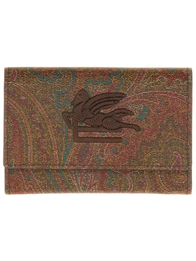 Etro Paisley Logo Embroidered Wallet In Multi