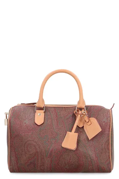 Etro Paisley Jacquard Boston Bag In Brown