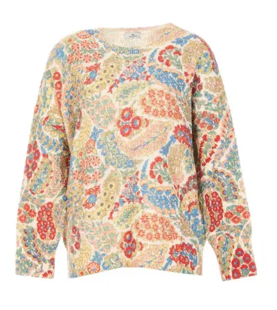 Etro Paisley Print Round Neck Sweater In Multi