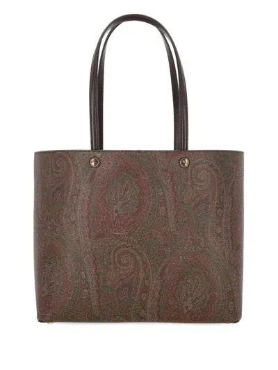 Etro Paisley Printed Shoulder Bag In Brown