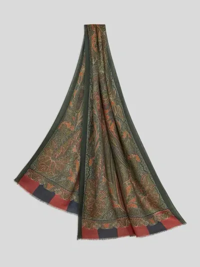 Etro Paisley Scarf In Green