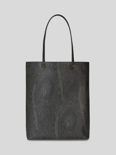 Etro Paisley Tote Bag With Clutch In Black