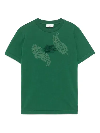 Etro Kids' Pegaso-embroidered T-shirt In Green