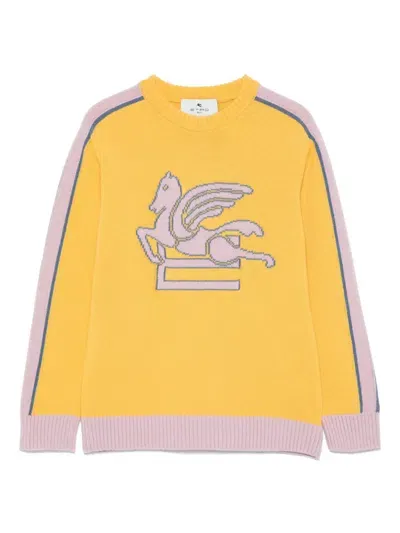 Etro Kids' Pegaso-intarsia Sweater In Yellow