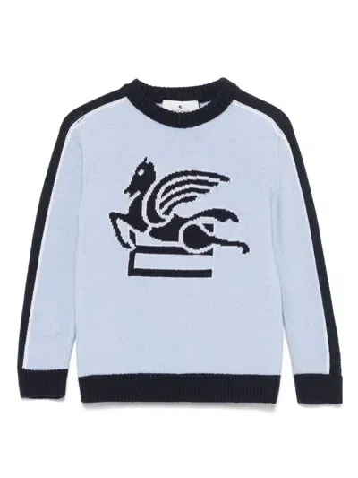 Etro Kids' Pegaso-jacquard Sweater In Blue