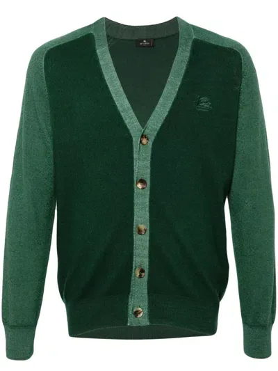 Etro Pegaso-motif Cardigan In Green