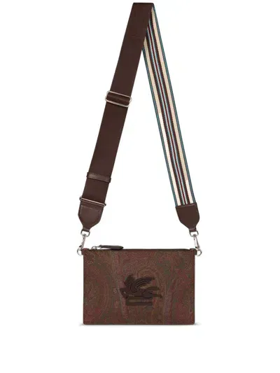 Etro Pegaso-motif Shoulder Bag In Brown