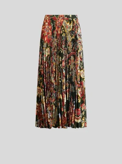 Etro Pleated Skirt With Paisley Print In Neutrals