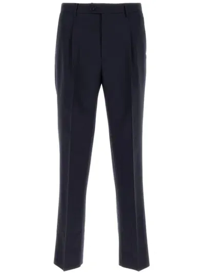 Etro Pleated Wool Trousers In Blau