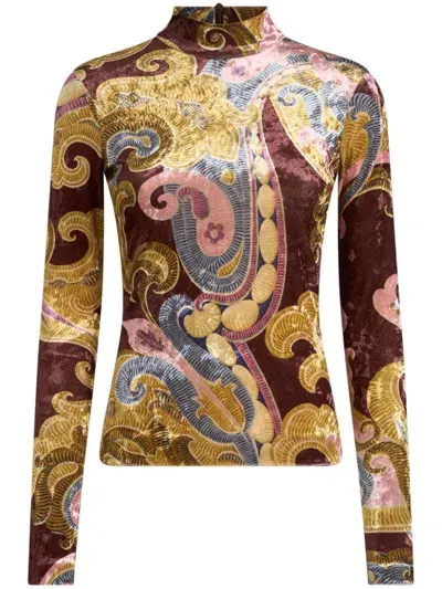 Etro Printed High Neck Sweater In Multicolour