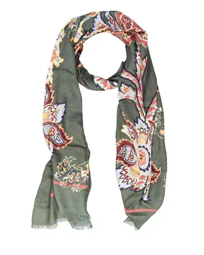 Etro Printed Jacquard Scarf In Green