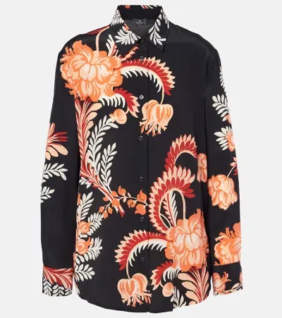 Etro Printed Silk Crêpe De Chine Blouse In Black/multi