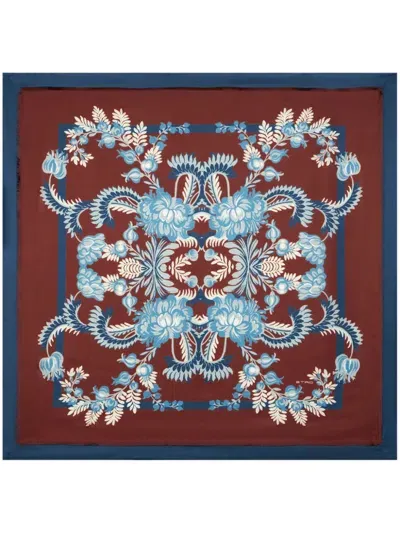 Etro Printed Silk Scarf In Burgundy