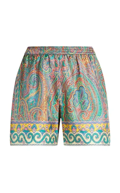 Etro Printed Silk Shorts In Multi