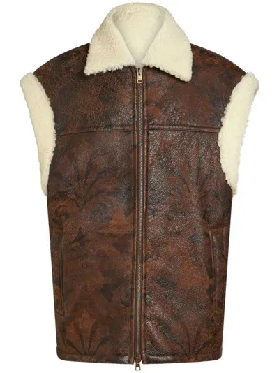 Etro Printed Sleeveless Jacket In Brown