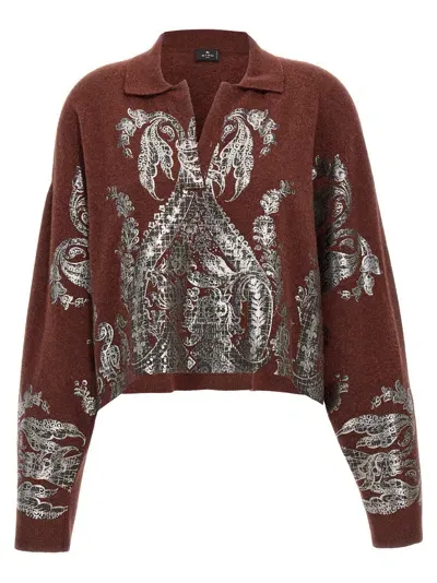 Etro Printed Sweater In Brown