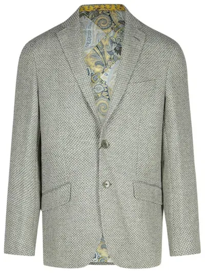 Etro Single-breasted Tailored Blazer In Grey