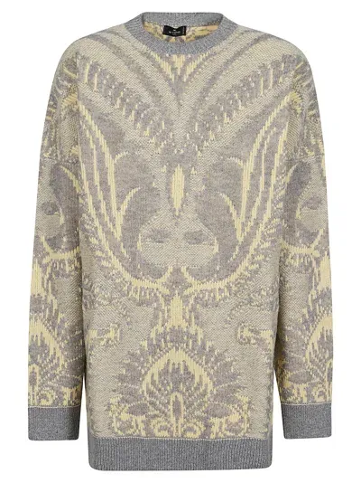 Etro Round Neck Sweater In Grey