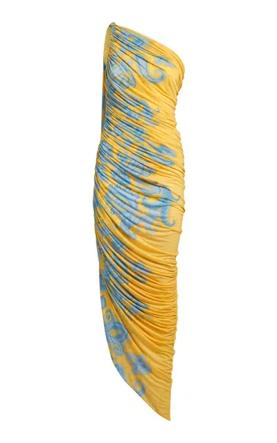 Etro Ruched Jersey Maxi Dress In Multi