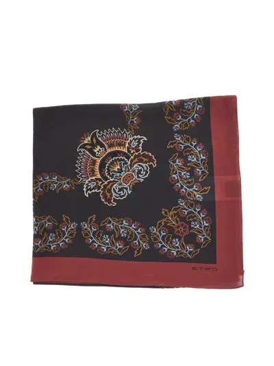 Etro Scarf In Black,multicolor