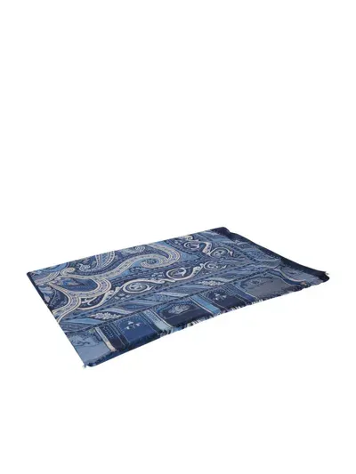 Etro Cashmere Blend Scarf In Blue