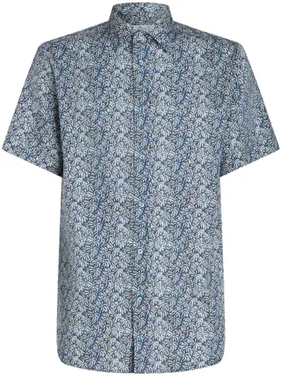 Etro Graphic-print Cotton Shirt In 蓝色