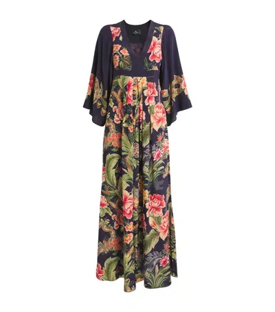 Etro Silk Floral Print Dress In Black