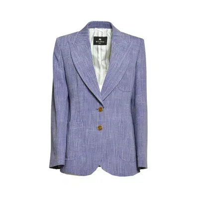 Etro Single-breasted Tailored Blazer In Viola