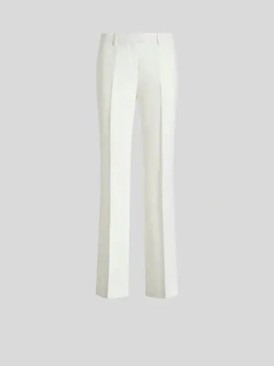 Etro Slub Fabric Trousers In White