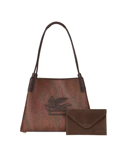 Etro Small Paisley Libra Tote Bag In Brown