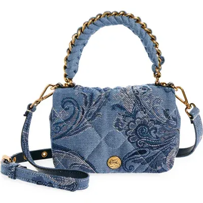 Etro Small Vela Leather Shoulder Bag In B0065 Blue