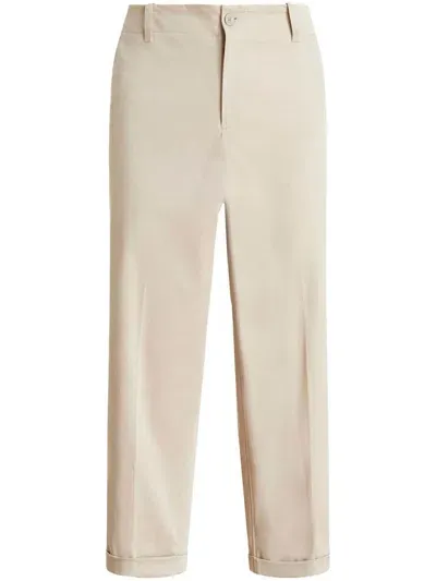 Etro Slim-fit Straight-leg Cotton-blend Gabardine Trousers In Beige