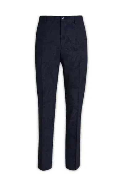 Etro Straight Leg Tailored Pants In Navy